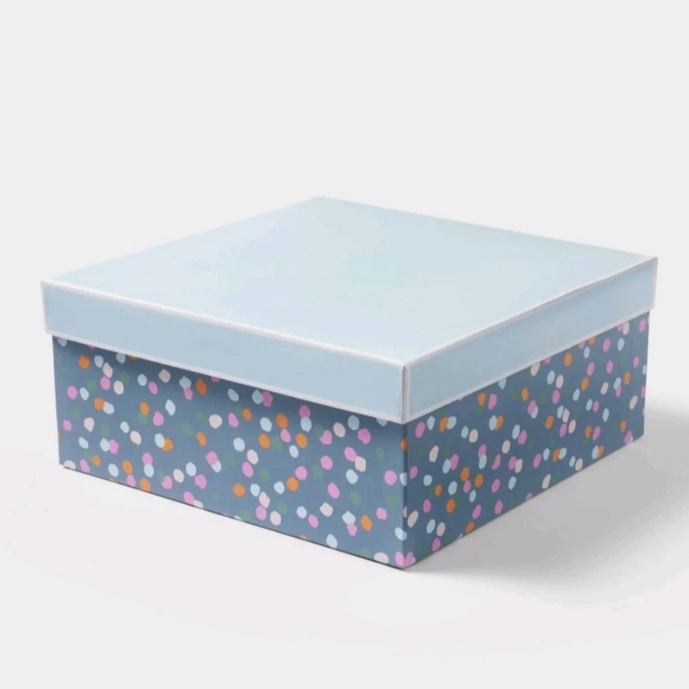 Spritz Polka Dot Gift Box 10 x 10 x 4.5 Square With Gift Wrap Tissue Paper